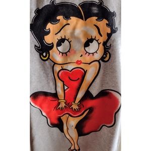 Betty Boop T-shirt Unisex Women's Light Grey Size medium